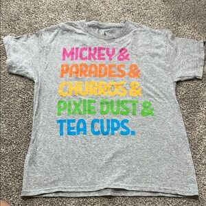 Disney Gray Tee with Colorful Text